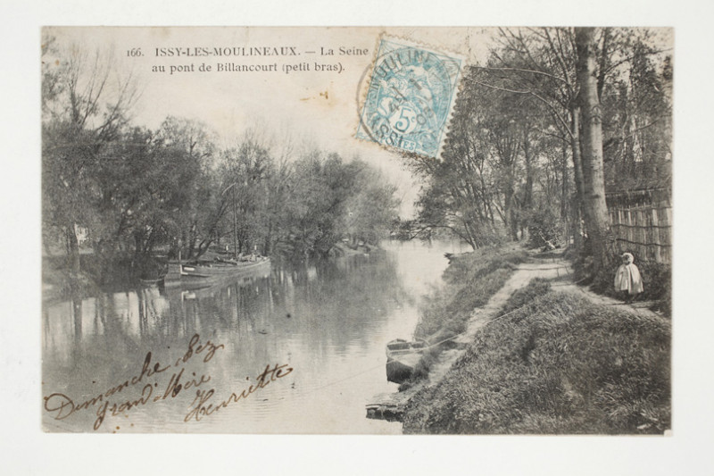 Carte postale ancienne Issy-les-Moulineaux - La Seine - La Seine au pont de Billancourt (petit bras)  à Issy-les-Moulineaux