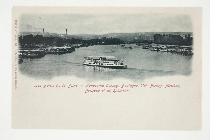 Carte postale ancienne Les Bords de la Seine - Panorama d'Issy, Boulogne. Val-Fleury, Meudon, Bellevue et de Robinson  à Issy-les-Moulineaux