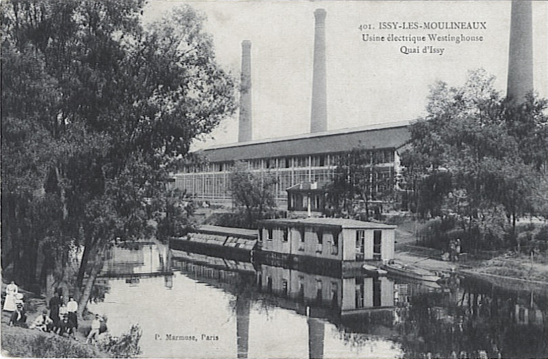 Carte postale ancienne Usine Electrique Westinghouse, quai d'Issy, Issy-les-Moulineaux, postcard circulated 1909 à Issy-les-Moulineaux