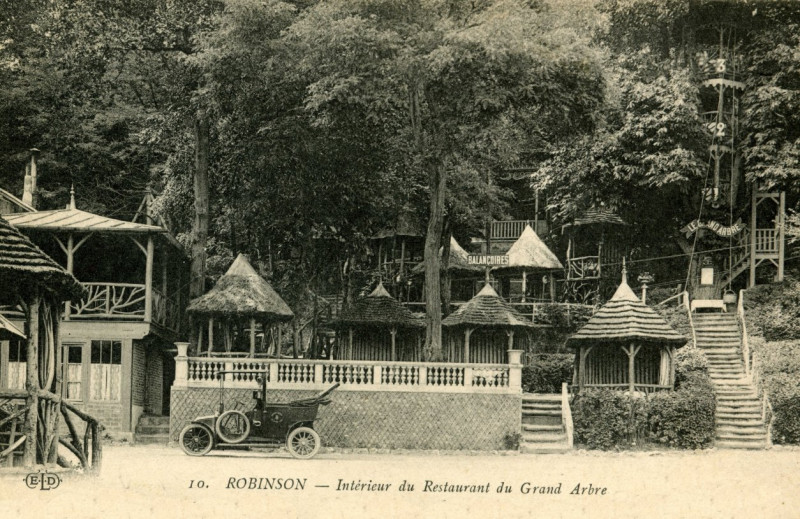 Carte postale ancienne Robinson restaurant du grand arbre wiki au Plessis-Robinson