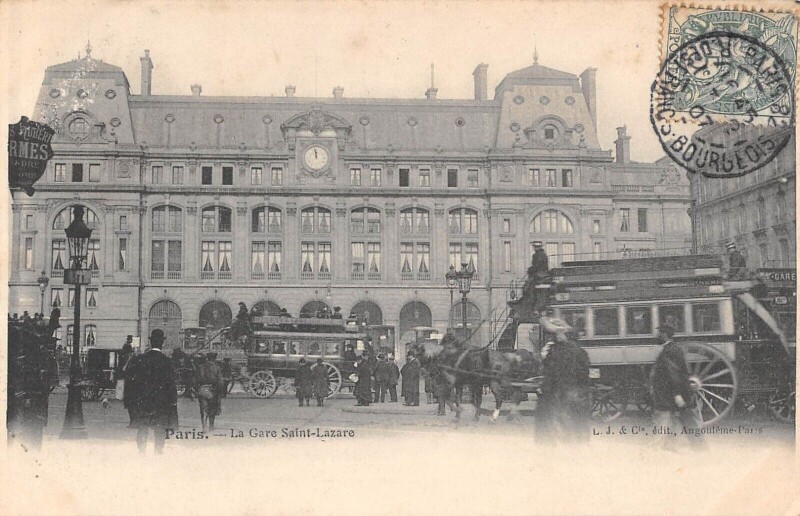 Carte postale ancienne Paris Gare Saint Lazare
