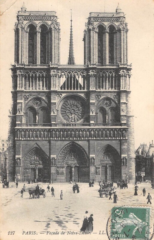 Carte postale ancienne Paris Facade De Notre Dame