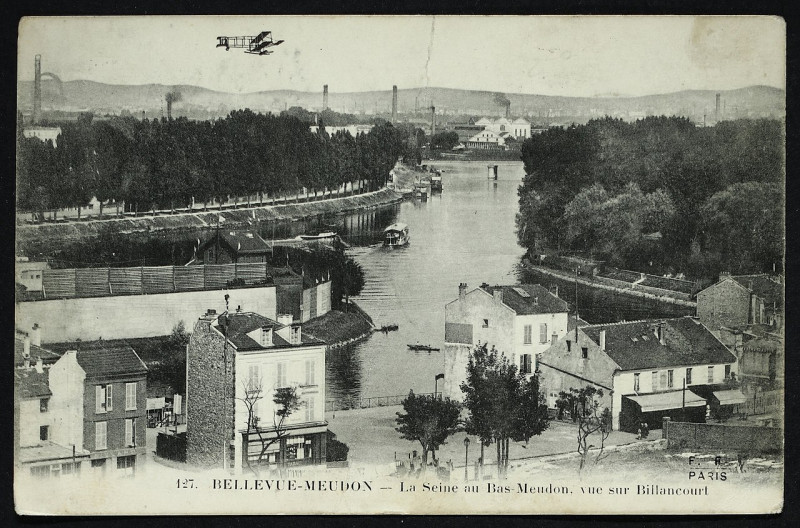 Carte postale ancienne Carte postale - Meudon - La Seine au Bas-Meudon, vue sur Billancourt à Meudon