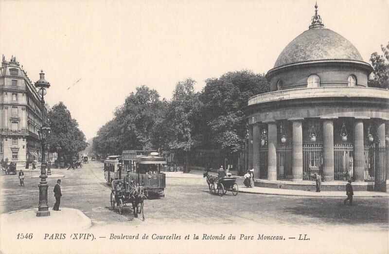 Carte postale ancienne Boulevard de Courcelles et la Rotonde du Parc Monceau à Paris 17e