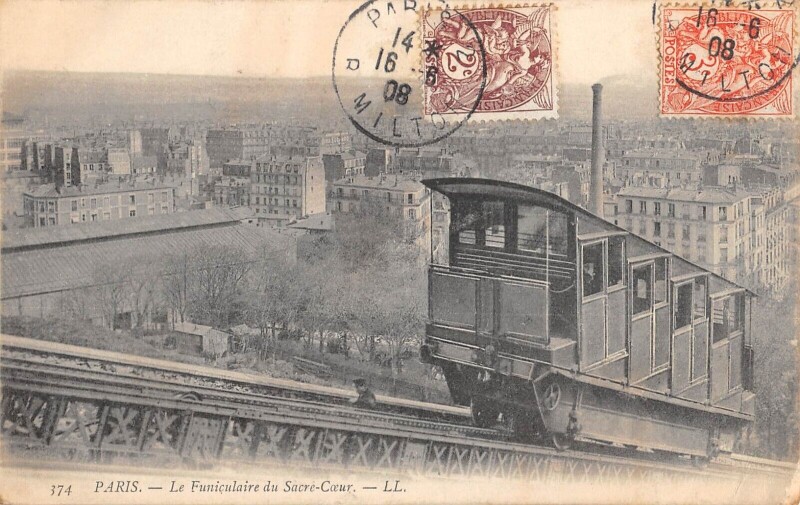 Carte postale ancienne Le Funiculaire du Sacré-Coeur à Paris 18e