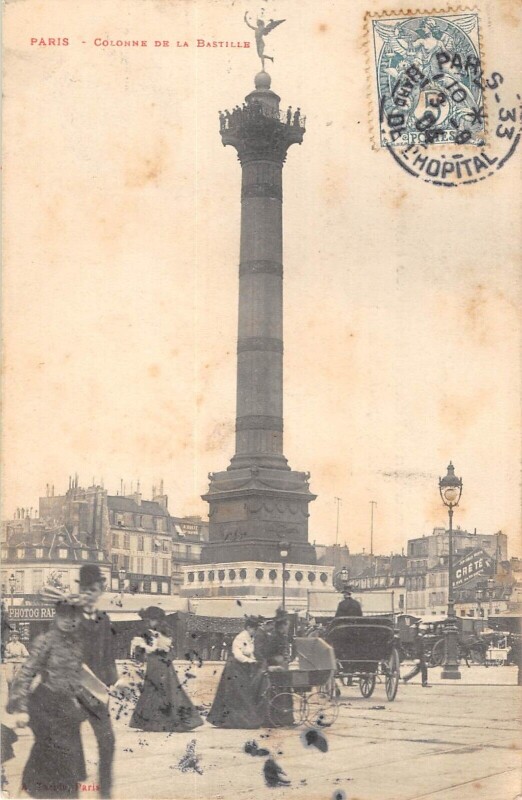 Carte postale ancienne Paris Colonne De La Bastille