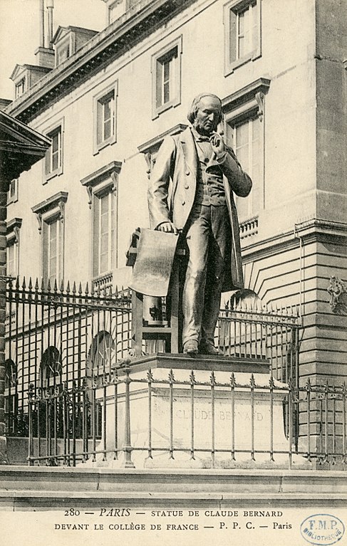 Carte postale ancienne Statue de Claude Bernard devant le Collège de France - Paris CIPA0816