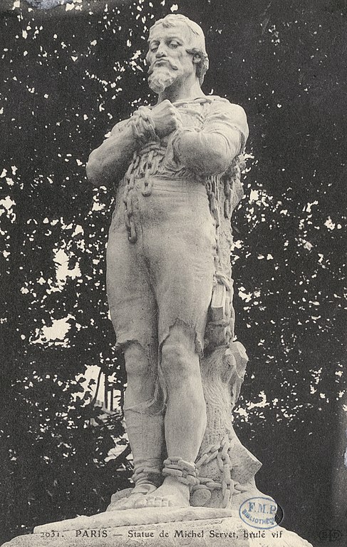Carte postale ancienne Statue de Michel Servet à Paris 14e