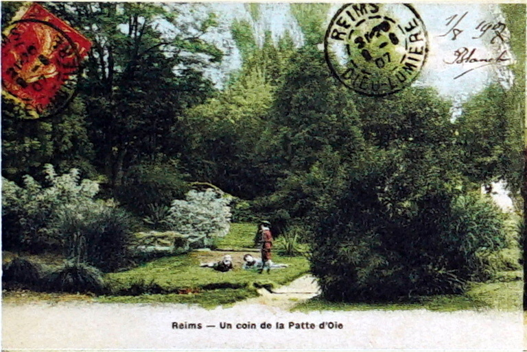 Carte postale ancienne Reims 1907 patte d'oie 08409