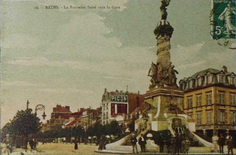 Carte postale ancienne Reims fontaine subé 08409
