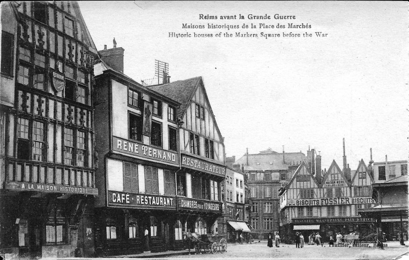 Carte postale ancienne Reims Place des Marchés before 1914