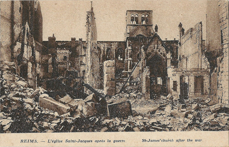 Carte postale ancienne Reims-Fr-51-en ruine-église Saint Jacques-b1