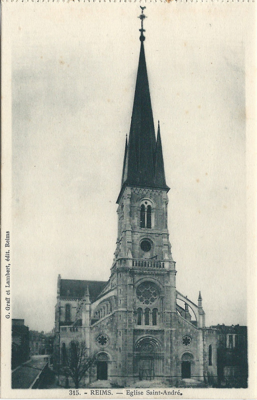 Carte postale ancienne Reims-Fr-51-église Saint André-reconstruit-A