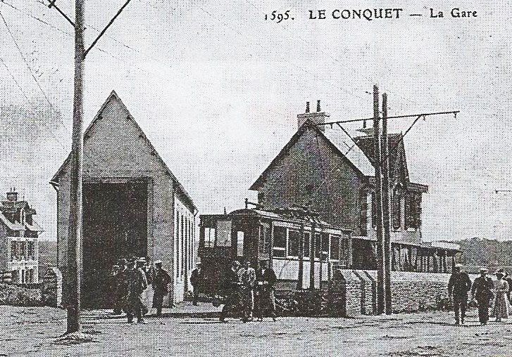 Carte postale ancienne Le Conquet La gare du tramway au Conquet
