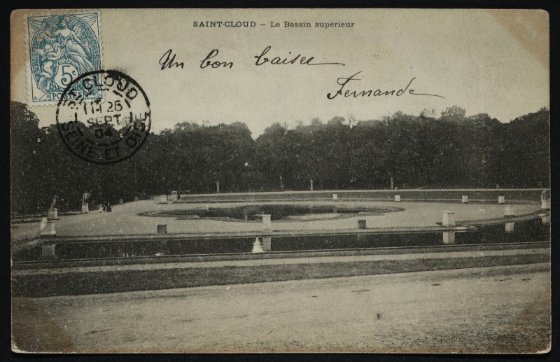 Carte postale ancienne Le Bassin supérieur à Saint-Cloud