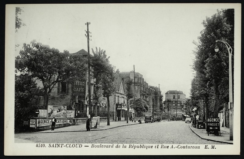 Carte postale ancienne Boulevard de la République et Rue A. - Coutureau à Saint-Cloud