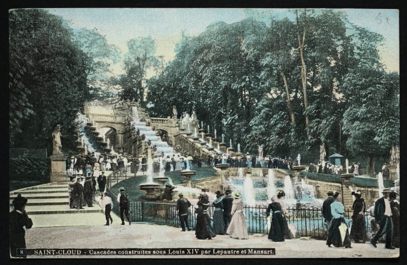 Carte postale ancienne Cascades construites sous Louis Xiv par Lepautre et Mansart à Saint-Cloud