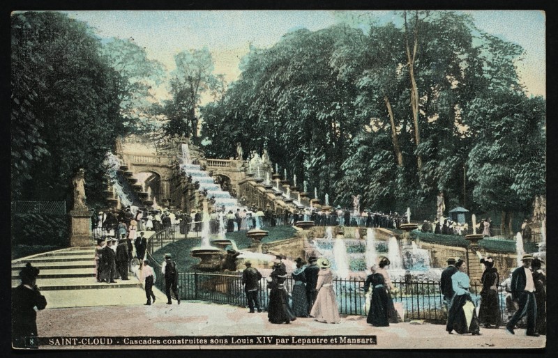 Carte postale ancienne Cascades construites sous Louis Xiv par Lepautre et Mansart à Saint-Cloud