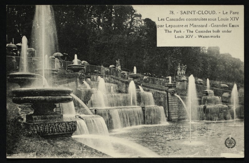 Carte postale ancienne Les Cascades construites sous Louis Xiv par Lepautre et Mansard - Grandes Eaux - The Cascades Built under Louis Xiv - Water-Works à Saint-Cloud