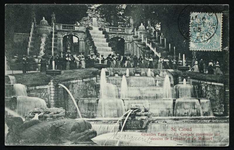 Carte postale ancienne Grandes Eaux - La Cascade costruite sur dessins de Lepautre et de Mansart à Saint-Cloud