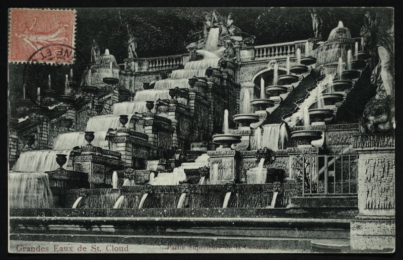 Carte postale ancienne Grandes Eaux de St. Cloud - Partie Supérieure de la Cascade à Saint-Cloud