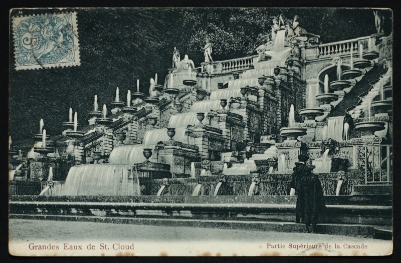 Carte postale ancienne Grandes Eaux de St. Cloud - Partie Supérieure de la Cascade à Saint-Cloud