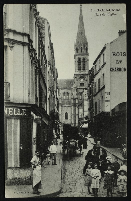 Carte postale ancienne Rue de l'Eglise à Saint-Cloud