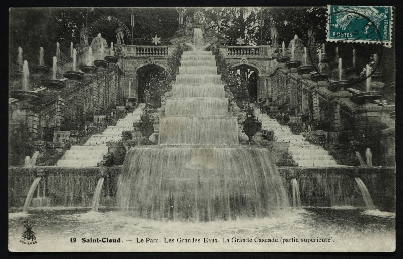 Carte postale ancienne Les Grandes Eaux. La Grande Cascade (partie supérieure) à Saint-Cloud