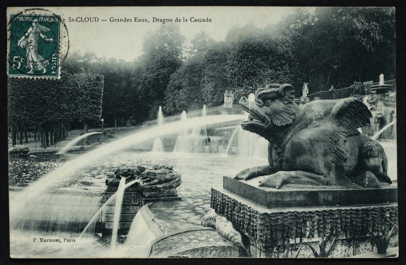 Carte postale ancienne Grandes Eaux, Dragon de la Cascade à Saint-Cloud