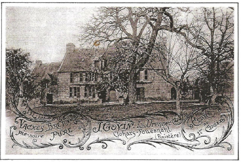 Carte postale ancienne Manoir du Drennec au début du XXème siècle à Clohars-Fouesnant