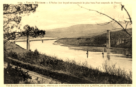 Carte postale ancienne Pont Térénez 1925 à Rosnoën
