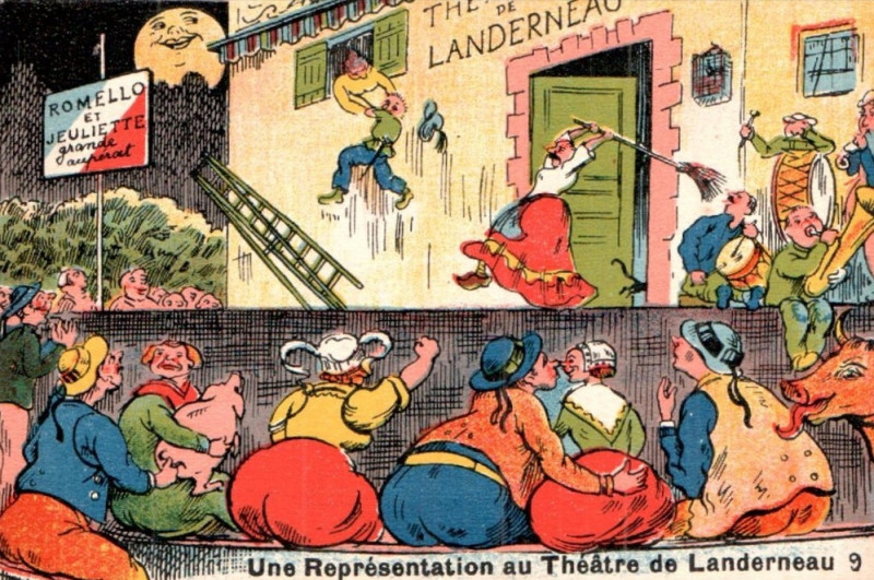 Carte postale ancienne Une Représentation au Théâtre de Landerneau à Landerneau