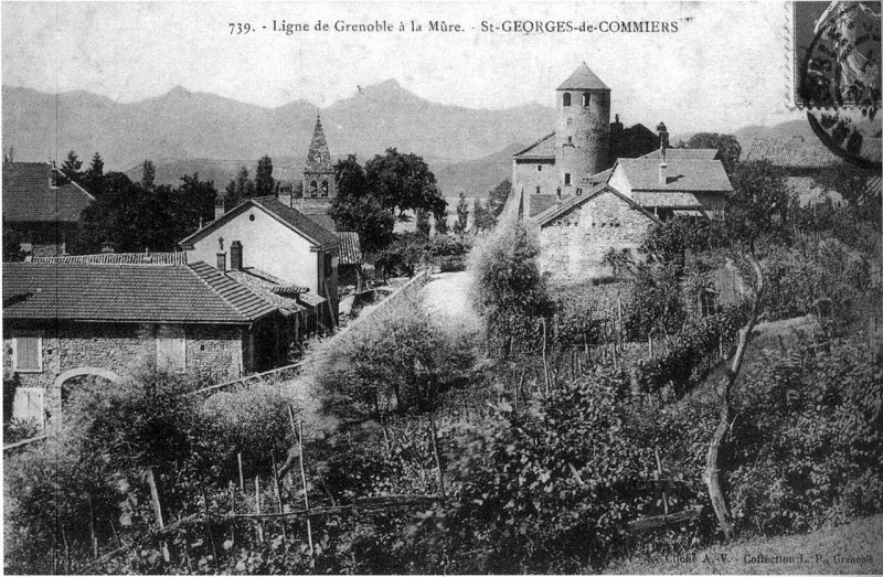 Carte postale ancienne Saint-Georges-de-Commiers, ligne de Grenoble à La Mure, 1908, p200 de L'Isère les 533 communes - cliché A V, collection L P, Grenoble