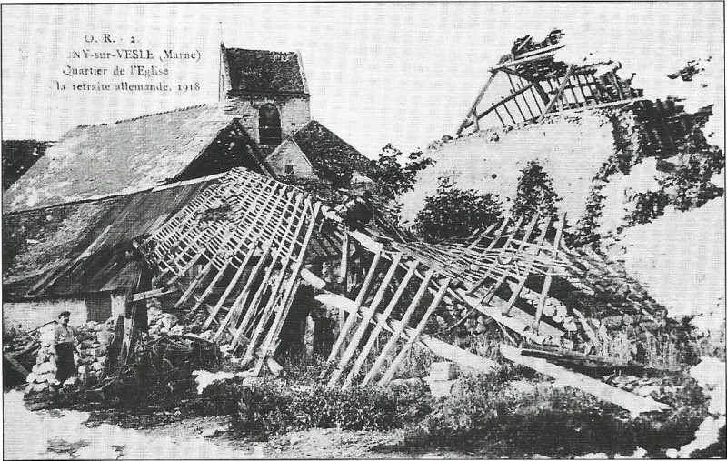 Carte postale ancienne Montingy sur Vesle les destructions
