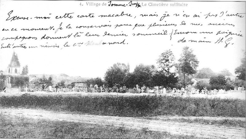 Carte postale ancienne Somme suippe 1918 cimetière militaire