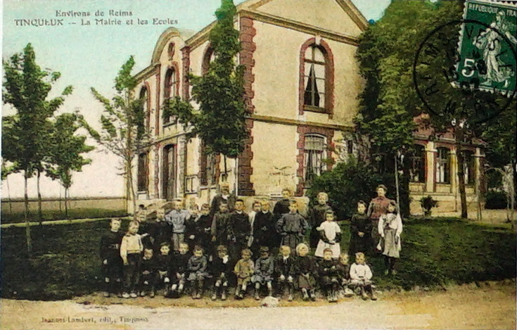 Carte postale ancienne Tinqueux 1907 mairie école 8415