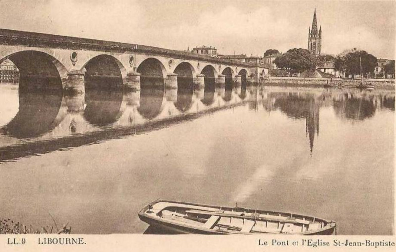 Carte postale ancienne Libourne Pont de Pierre 6