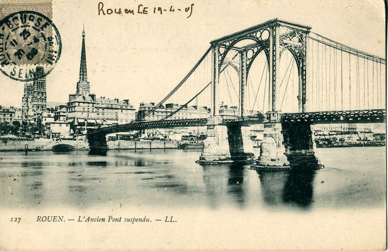 Carte postale ancienne L'Ancien Pont suspendu à Rouen