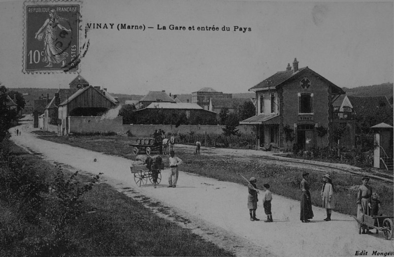 Carte postale ancienne Vinay 1909 la gare 00107