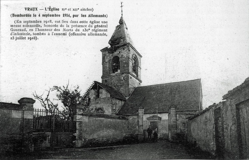 Carte postale ancienne Vraux église st-Laurent