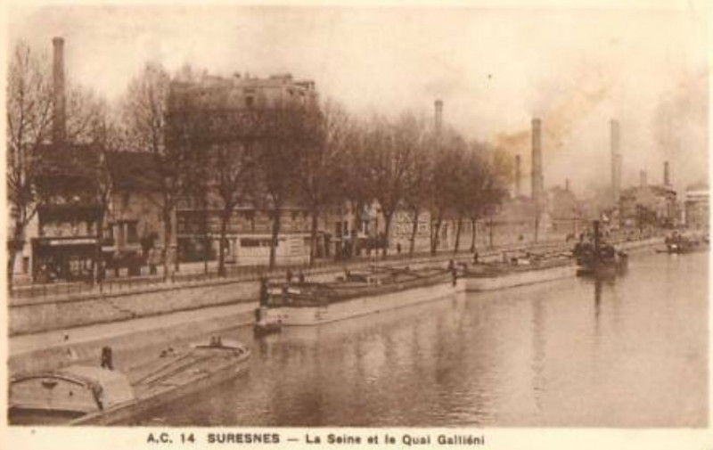 Carte postale ancienne Suresnes.Quai Gallieni