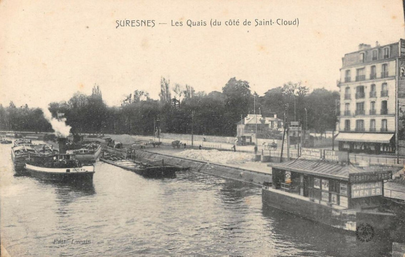Carte postale ancienne Suresnes.Quais côté Saint-Cloud