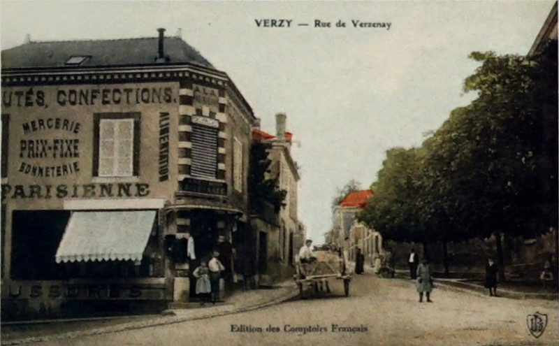 Carte postale ancienne Verzy mercerie Prix Fixe 08559