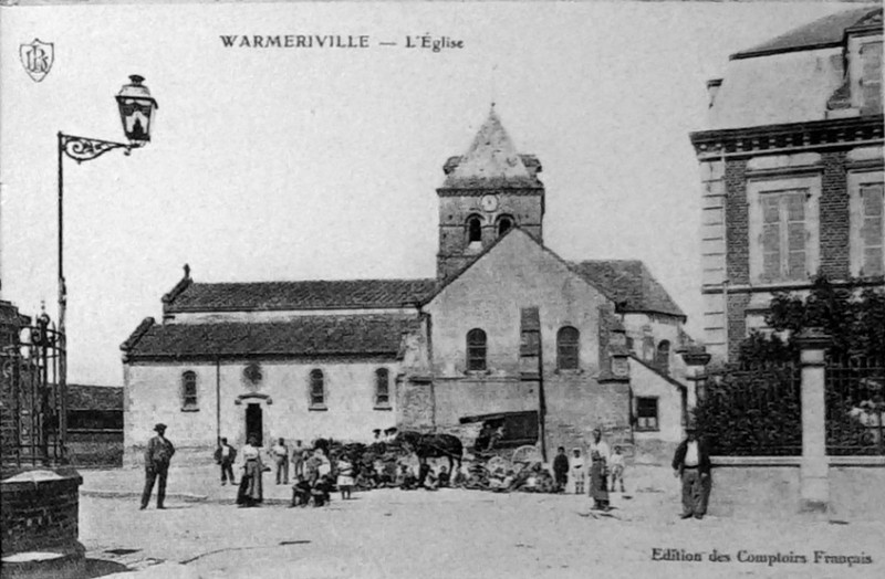 Carte postale ancienne Warmeriville église 8400