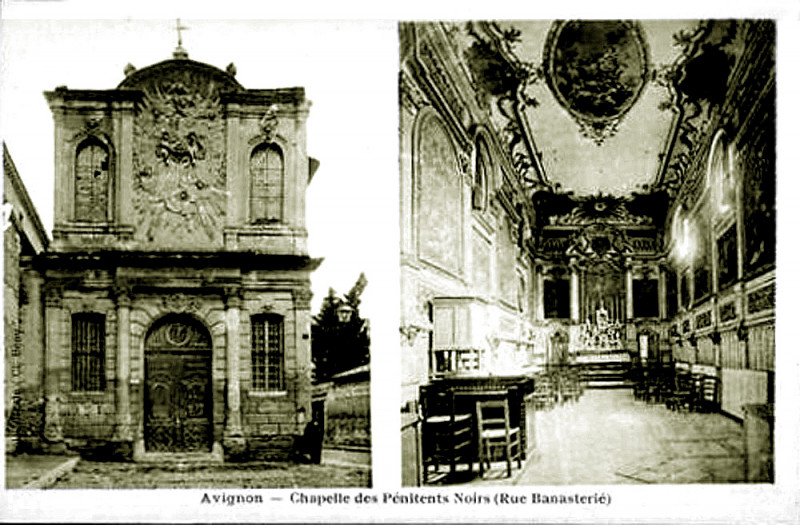 Carte postale ancienne Avignon Rue de la Banasterie Chapelle des Pénitents noirs