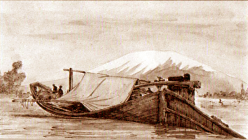 Carte postale ancienne Barque à fond plat Rhône