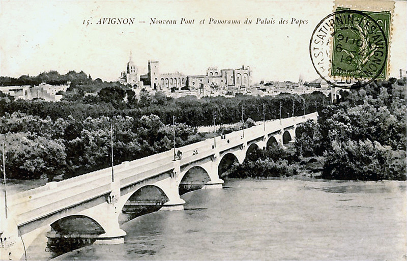 Carte postale ancienne Nouveau pont sur le Rhône 1918 à Avignon