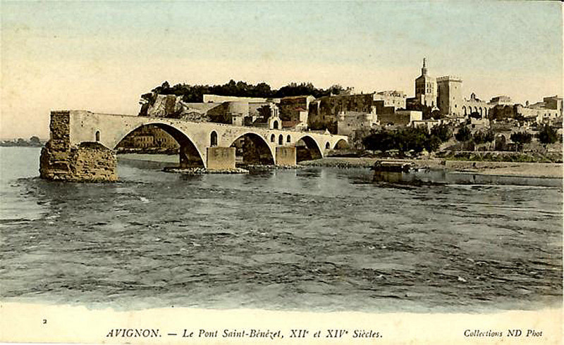 Carte postale ancienne Pont d'Avignon Cp colorisée