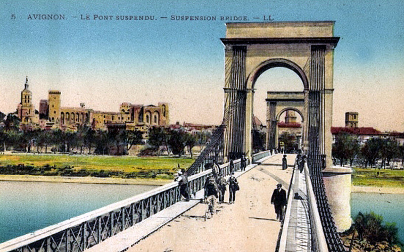 Carte postale ancienne Pont suspendu Cp colorisée