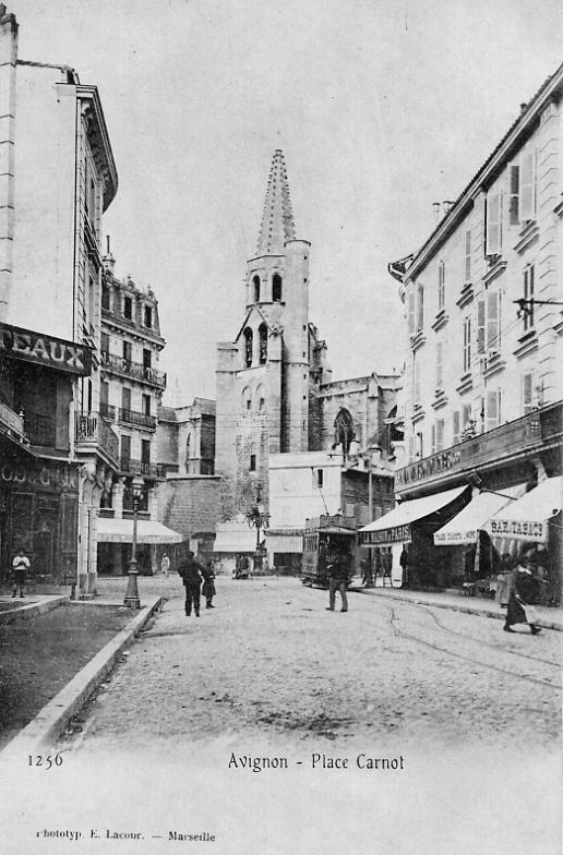 Carte postale ancienne Tramway avignon place Spierre
